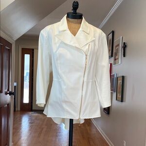 White Asymmetrical Zip Women's Jacket